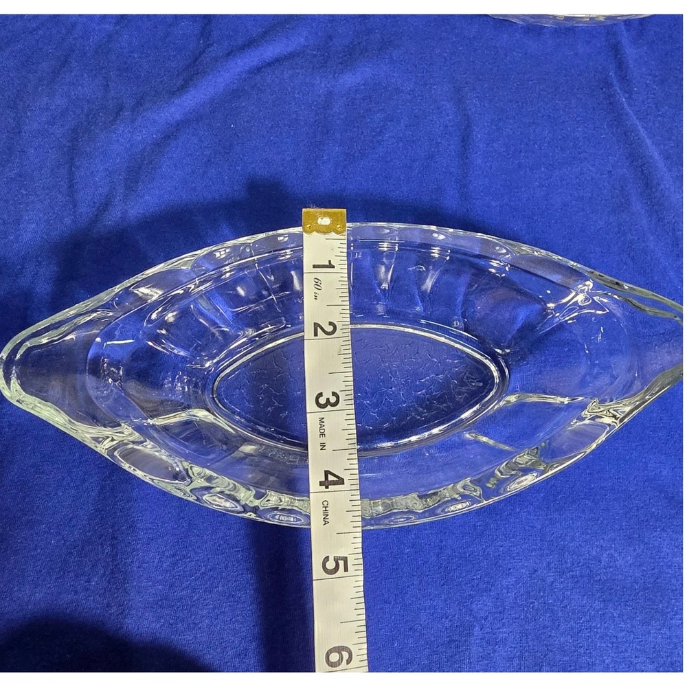 Vintage Clear Pressed Glass Banana Split Boat Ice Cream Sundae Dishes Set of 4 - Picture 10 of 13